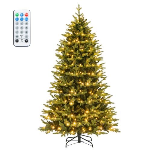 Sapin De Noël Artificiel Avec Pointes Branches LED 11 Modes D'eclairage 3 Minuteries Automatiques