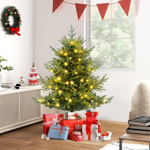 Sapin De Noël Artificiel De 135cm Faux Sapin De Noël à Charnières 442 Branches 160 LED Blanc Chaud