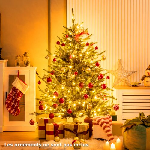 Sapin De Noël Artificiel De 136cm Arbre De Noël à Charnière 386 Pointes De Branches En Pe Et Pvc