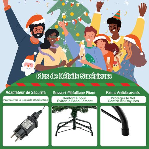 Sapin De Noël Artificiel De 136cm Arbre De Noël à Charnière 386 Pointes De Branches En Pe Et Pvc