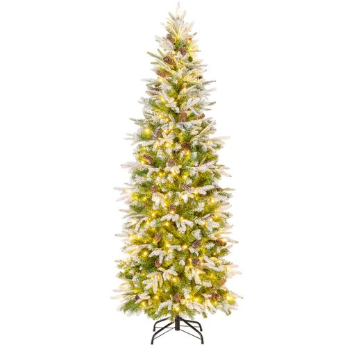 Sapin De Noël Artificiel De 190cm Arbre De Noël à Charnières Floqué De Neige 671 Pointes 60 Pommes