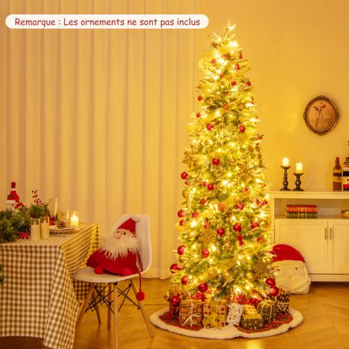 Sapin De Noël Artificiel De 220cm Arbre De Noël à Charnières Floqué De Neige 913 Pointes 75 Pommes