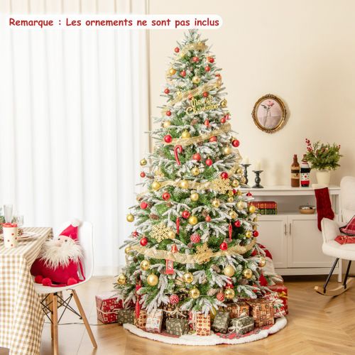 Sapin De Noël Artificiel De 225cm Arbre De Noël à Charnières Floqué De Neige 1135 Pointes 81 Pomme