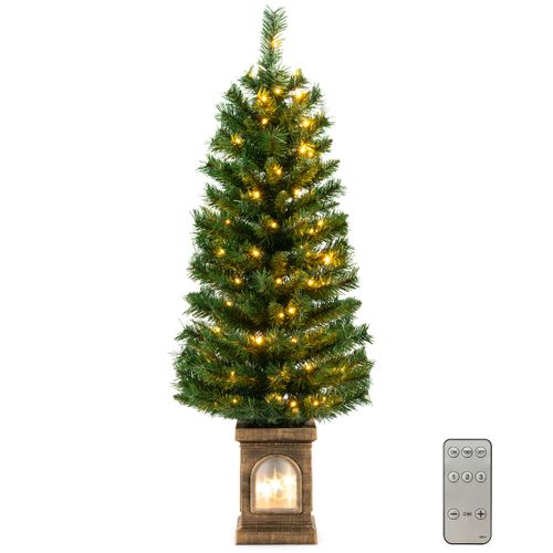 Sapin De Noël Artificiel En Pot Pré-éclairé De 120cm Arbre De Noël Avec 100 LED Minuterie 3 Modes