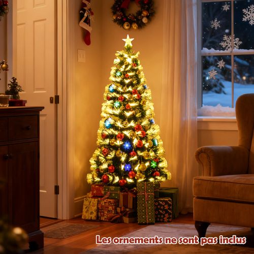 Sapin De Noël Artificiel Illuminé De 150cm Avec 8 Modes D'éclairage 170 Branches