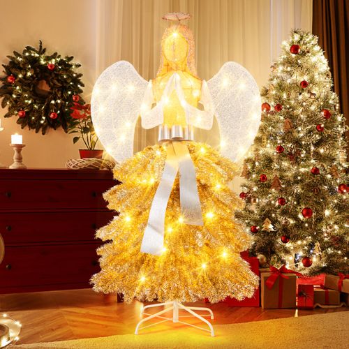 Sapin De Noël Artificiel Illuminé De 157cm En Forme Dange Décoration De Noël Avec LED Blanc