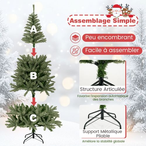 Sapin De Noël Artificiel Phosphorescent De 180cm Arbre De Noël à Charnière Avec 692 Branches