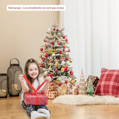 Sapin De Noël Artificiel Pré-éclairé De 100cm En Pot Floqué De Neige 148 Pointes En Pvc Et Pe 80 L