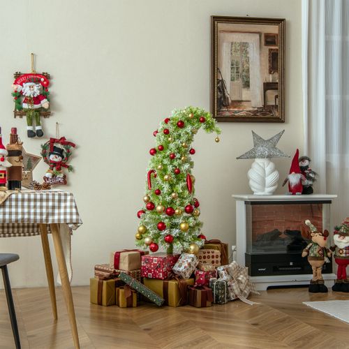 Sapin De Noël Artificiel Pré-éclairé De 150cm Avec Embout Flexible 216 Branches 80 LED Blanc