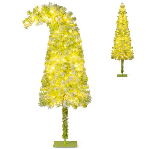 Sapin De Noël Artificiel Pré-éclairé De 150cm Avec Embout Flexible 216 Branches 80 LED Blanc