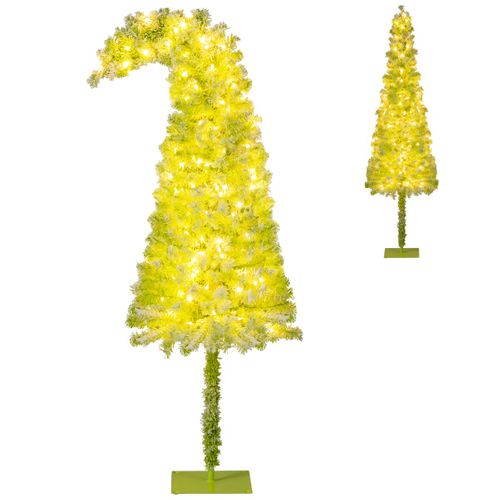 Sapin De Noël Artificiel Pré-éclairé De 180cm Avec Embout Flexible 290 Branches 120 LED Blanc