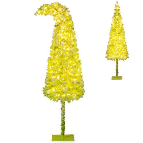Sapin De Noël Artificiel Pré-éclairé De 210cm Avec Embout Flexible 366 Branches 160 LED Blanc