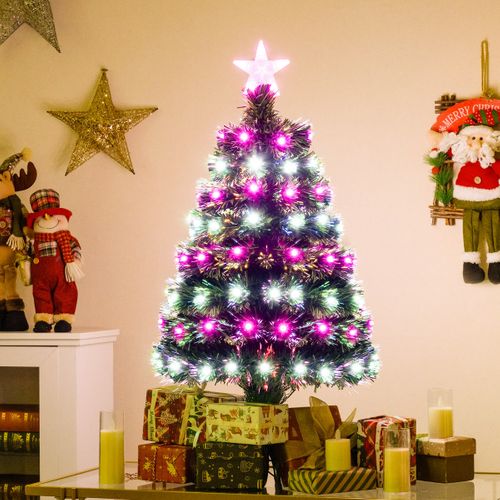 Sapin De Noël Artificiel Pré-illuminé De 93cm Avec Fibres Optiques Multicolores 96 LED 8 Modes