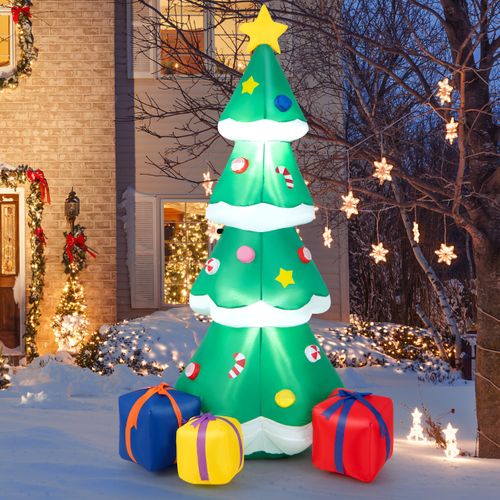 Sapin De Noël Gonflable 180cm Avec 3 Paquets Décorations Avec LED Arbre De Noël Avec Sac De Sable