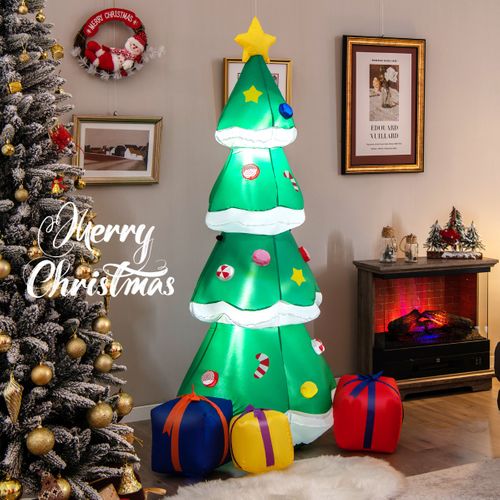 Sapin De Noël Gonflable 180cm Avec 3 Paquets Décorations Avec LED Arbre De Noël Avec Sac De Sable