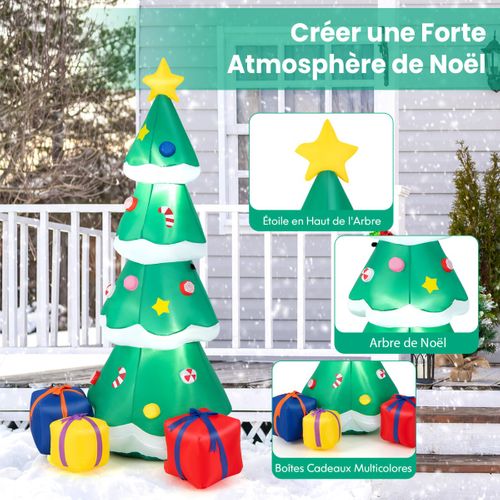 Sapin De Noël Gonflable 180cm Avec 3 Paquets Décorations Avec LED Arbre De Noël Avec Sac De Sable