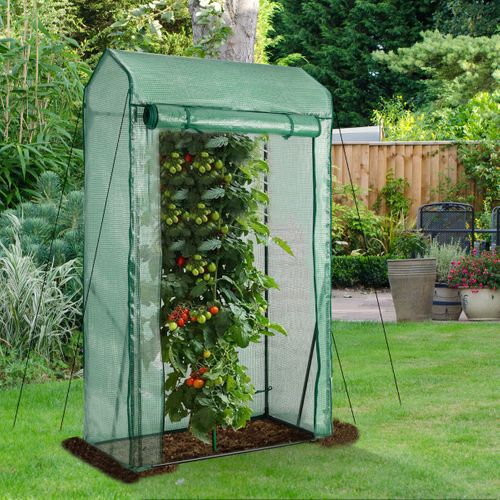 Serre De Jardin 100x50x170cm Avec Porte Zippée Enroulable Antirouille Et Housse En Plastique