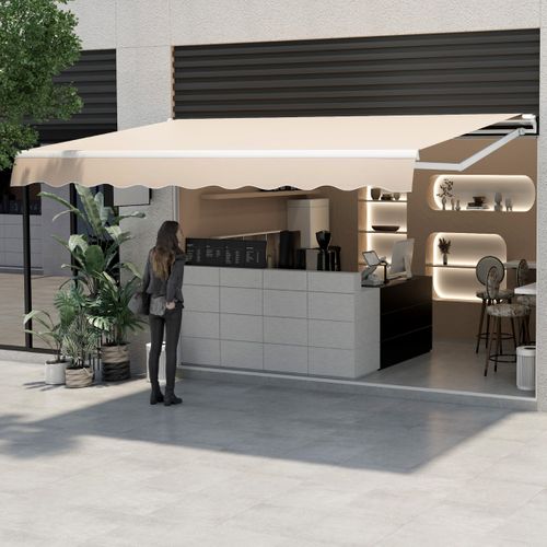 Store Banne à Manivelle 4x25 M Auvent De Terrasse Rétractable Polyester Manuelle Aluminium