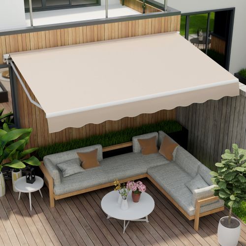 Store Banne à Manivelle 4x25 M Auvent De Terrasse Rétractable Polyester Manuelle Aluminium