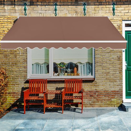 Store Banne à Manivelle 4x25 M Auvent De Terrasse Rétractable Polyester Manuelle Aluminium Café