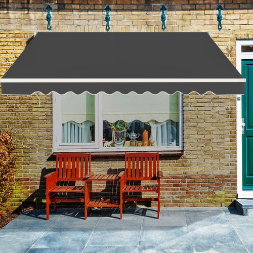 Store Banne à Manivelle 4x25 M Auvent De Terrasse Rétractable Polyester Manuelle Aluminium Gris