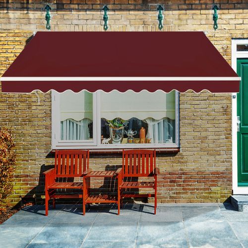 Store Banne à Manivelle 4x25 M Auvent De Terrasse Rétractable Polyester Manuelle Aluminium Rouge