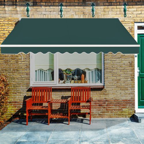 Store Banne à Manivelle 4x25 M Auvent De Terrasse Rétractable Polyester Manuelle Aluminium Vert