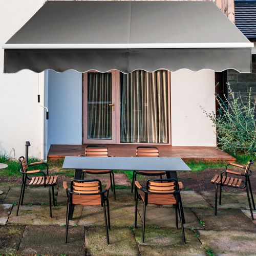Store Banne Auvent Rétractable Manuel 295x250cm Angle Ajustable Pour Balcon/jardin Beige Gris