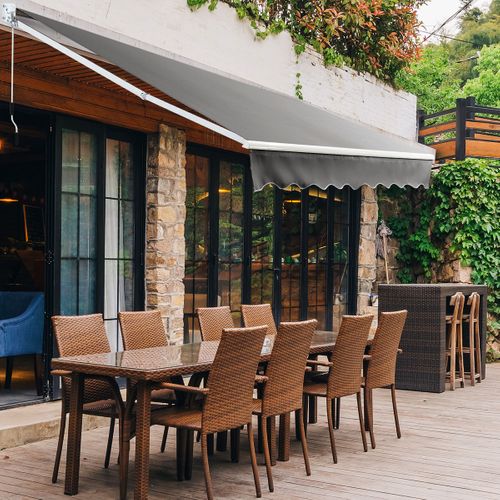 Store Banne Auvent Rétractable Manuel 295x250cm Angle Ajustable Pour Balcon/jardin Beige Gris