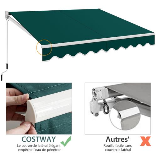 Store Banne Auvent Rétractable Manuel 295x250cm Angle Ajustable Pour Balcon/jardin Vert