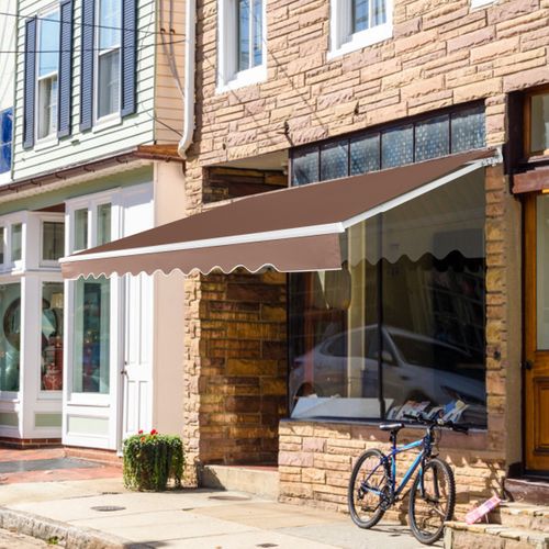 Store Banne De Balcon Rétractable 3x2,5m Tissu Résistant Aux Uv Et à L'eau Angle Réglable Café