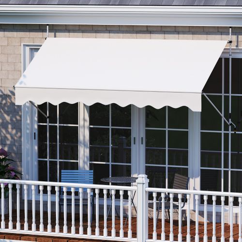 Store Banne Manuel Rétractable 300x210-300cm Auvent Pare-soleil Réglable Avec Manivelle Blanc
