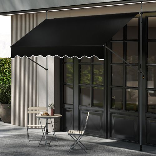 Store Banne Manuel Rétractable 300x210-300cm Auvent Pare-soleil Réglable Avec Manivelle Noir