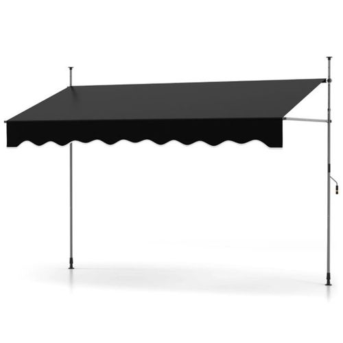 Store Banne Manuel Rétractable 300x210-300cm Auvent Pare-soleil Réglable Avec Manivelle Noir