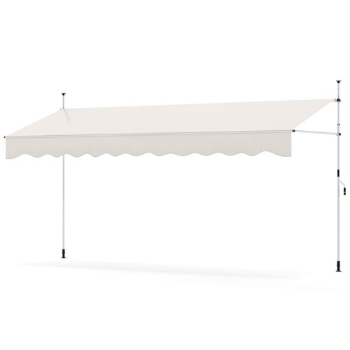Store Banne Manuel Rétractable 400cmx210-300cm Auvent Pare-soleil Réglable Avec Manivelle Blanc