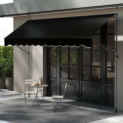 Store Banne Manuel Rétractable 400cmx210-300cm Auvent Pare-soleil Réglable Avec Manivelle Noir