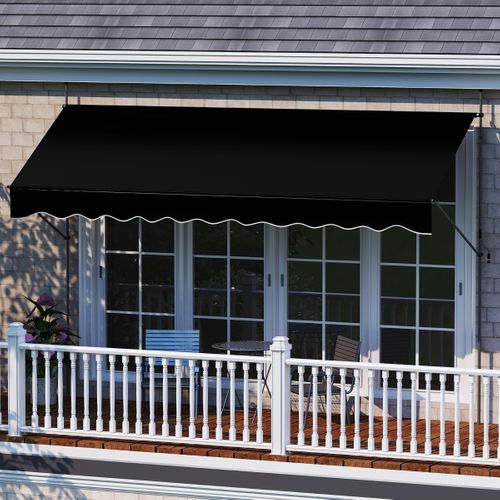 Store Banne Manuel Rétractable 400cmx210-300cm Auvent Pare-soleil Réglable Avec Manivelle Noir