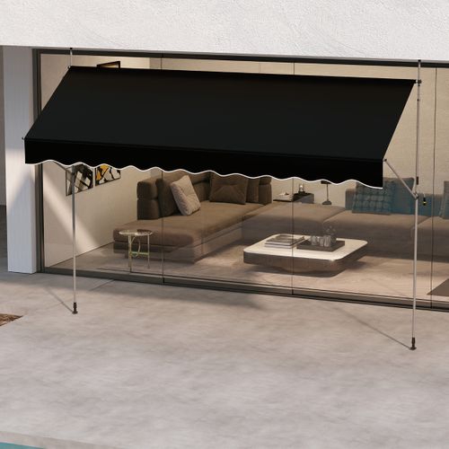 Store Banne Manuel Rétractable 400cmx210-300cm Auvent Pare-soleil Réglable Avec Manivelle Noir