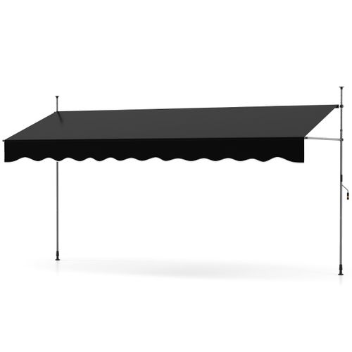 Store Banne Manuel Rétractable 400cmx210-300cm Auvent Pare-soleil Réglable Avec Manivelle Noir
