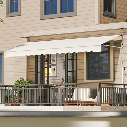 Store Banne Manuel Rétractable 2/2,5/4x1,2/1,35/1,5m Manivelle Hauteur Réglable Aluminium Blanc