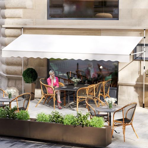 Store Banne Manuel Rétractable 2/2,5/4x1,2/1,35/1,5m Manivelle Hauteur Réglable Aluminium Blanc