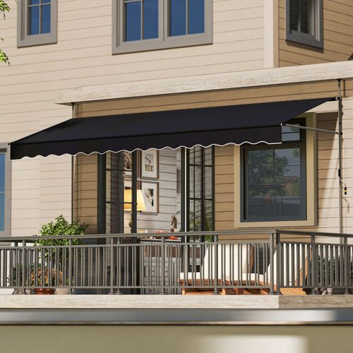 Store Banne Manuel Rétractable 2/2,5/4x1,2/1,35/1,5m Manivelle Hauteur Réglable Aluminium Noir