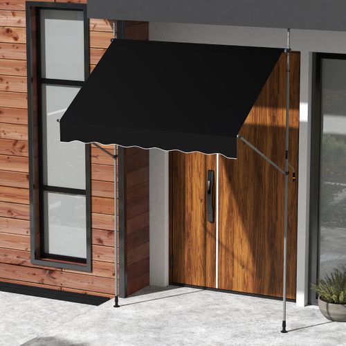 Store Banne Manuel Rétractable 2x1,2m Avec Manivelle Hauteur Réglable Aluminium Noir