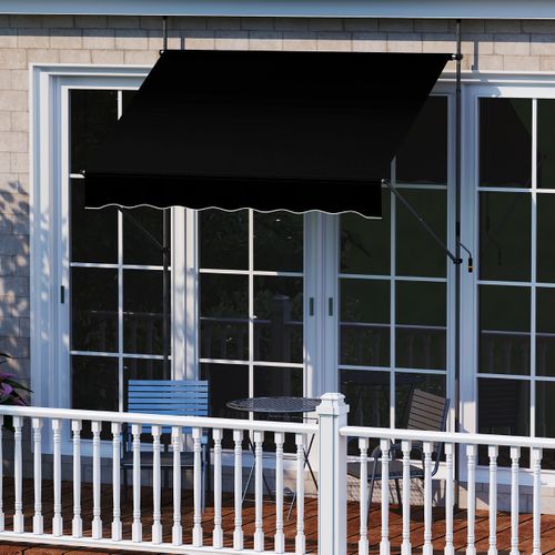 Store Banne Manuel Rétractable 2x1,2m Avec Manivelle Hauteur Réglable Aluminium Noir