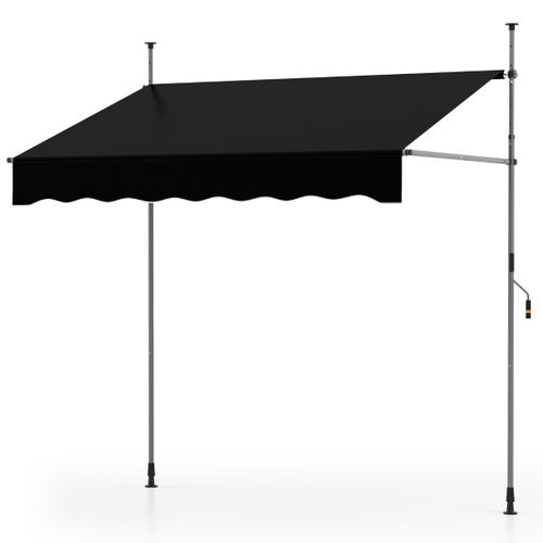Store Banne Manuel Rétractable 2x1,2m Avec Manivelle Hauteur Réglable Aluminium Noir