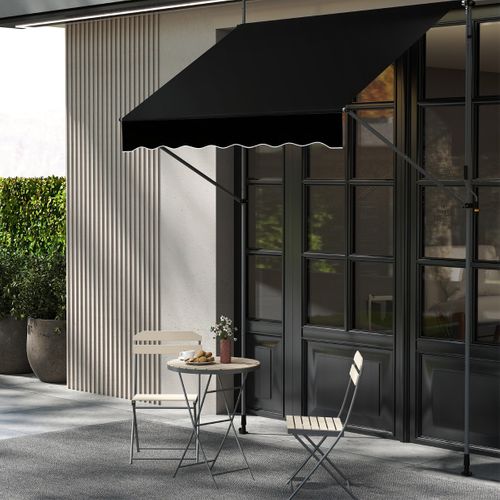 Store Banne Manuel Rétractable 2x1,2m Avec Manivelle Hauteur Réglable Aluminium Noir