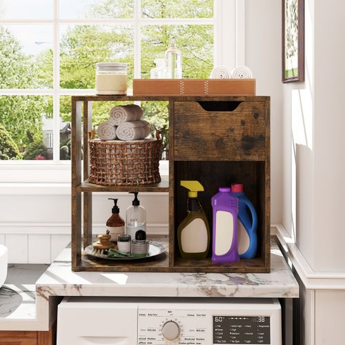 Table D'appoint à 3 Niveaux Bout De Canapé Avec Etagère De Rangement Style Industriel Café