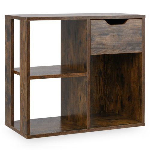 Table D'appoint à 3 Niveaux Bout De Canapé Avec Etagère De Rangement Style Industriel Café