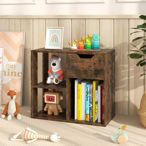 Table D'appoint à 3 Niveaux Bout De Canapé Avec Etagère De Rangement Style Industriel Café