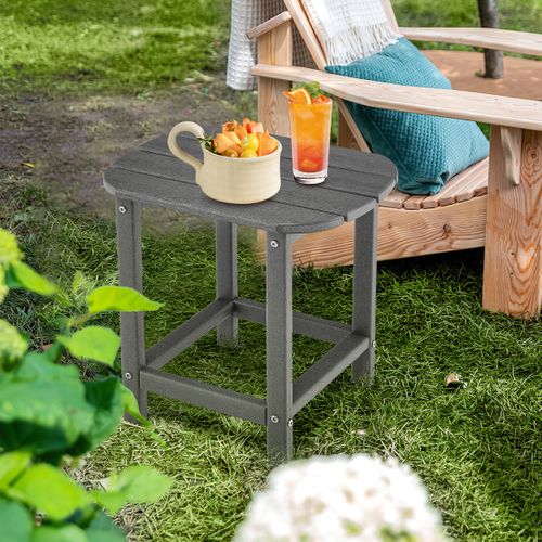 Table Basse D'extérieur Table De Jardin Adirondack Pehd Antirouille Et Imperméable 48x37x46cm Gris